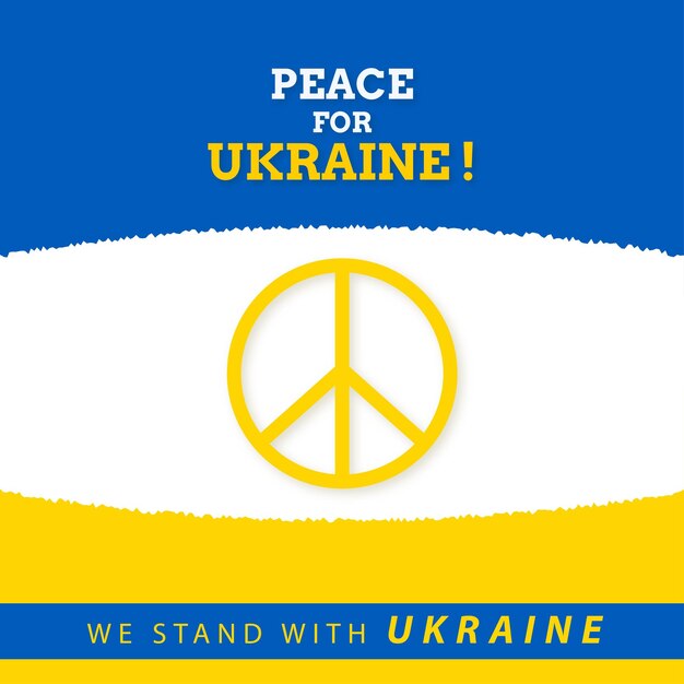 peace for ukraine blue yellow white background social media design banner free vector