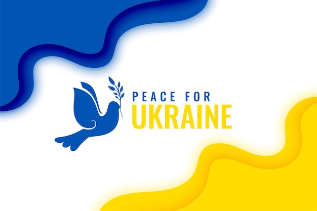 Free vector peace for ukraine with flag and dove bird