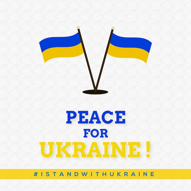 Peace for ukraine yellow blue grey background social media design banner free vector Free Vector