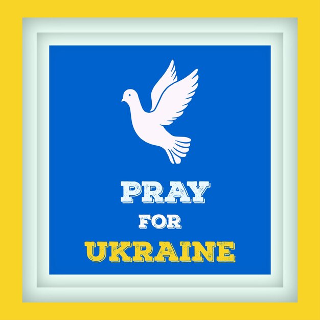 Peace For Ukraine Yellow Blue White Background Social Media Design Banner Free Vector