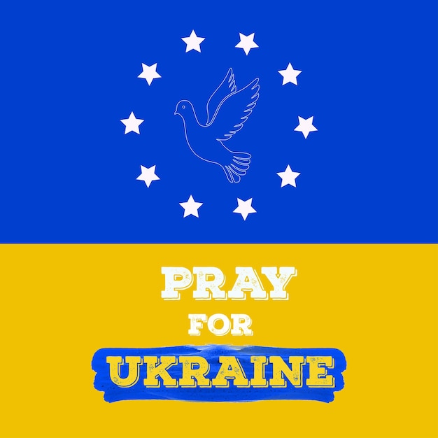 Peace for ukraine yellow blue white background social media design banner free vector