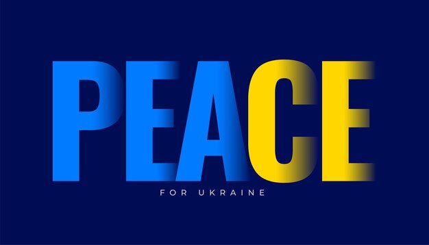 Peace wrd written in ukraine flag colors to stop the war