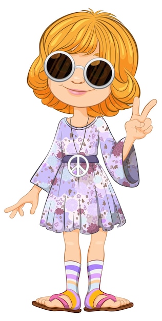 Free vector peaceful girl in hippie fashion