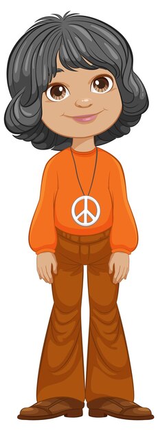 Peaceful girl in orange and brown attire