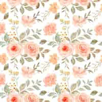 Free vector peach rose flower watercolor seamless pattern