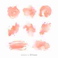 Free vector peach watercolor brush stroke collection