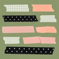 Free vector peachy washi tape sticker, cute pattern, collage element vector set