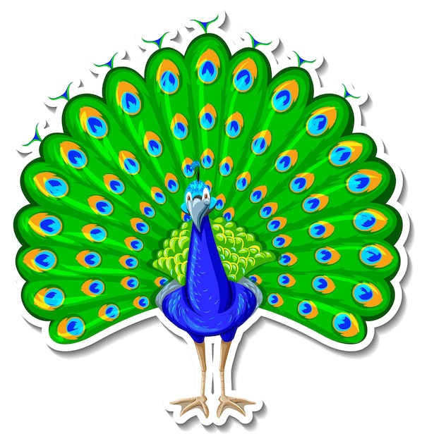 Free vector peacock bird animal cartoon sticker