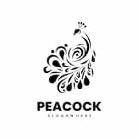 Free vector peacock design silhouette logo design