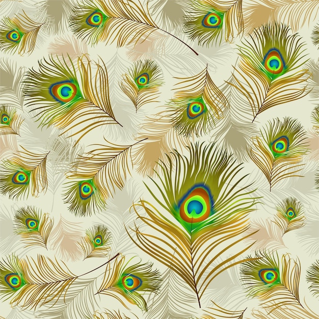 Free vector peacock feather seamless pattern