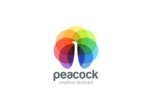 Peacock Logo Негативный космический стиль.
