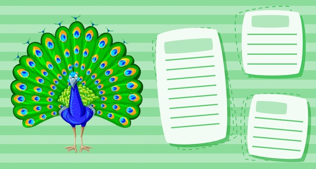 Free vector a peacock on note template