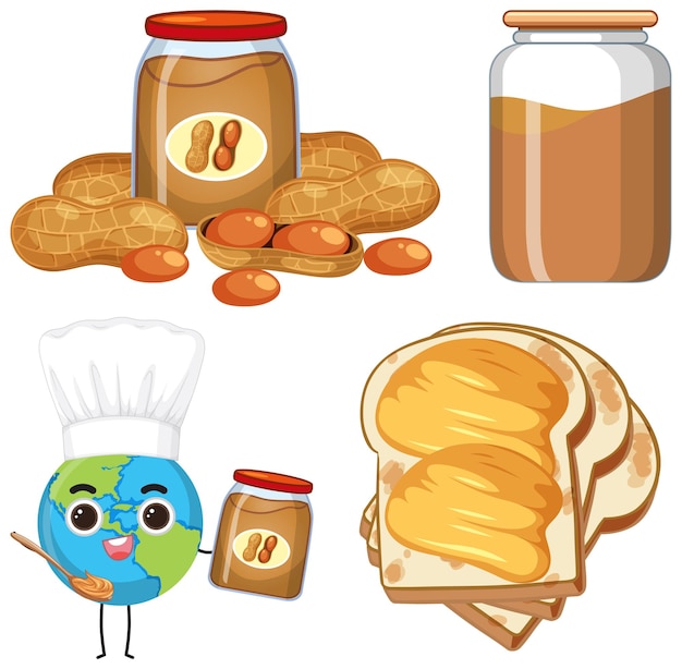 Free vector peanut butter elements and icons set