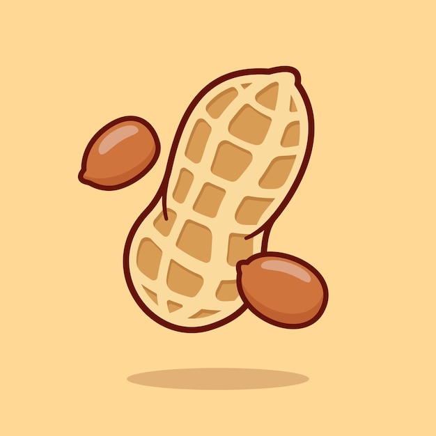 Peanut Vegetable Cartoon illustration. Premium Cartoon Vector Icon Illustration. Food Object Icon