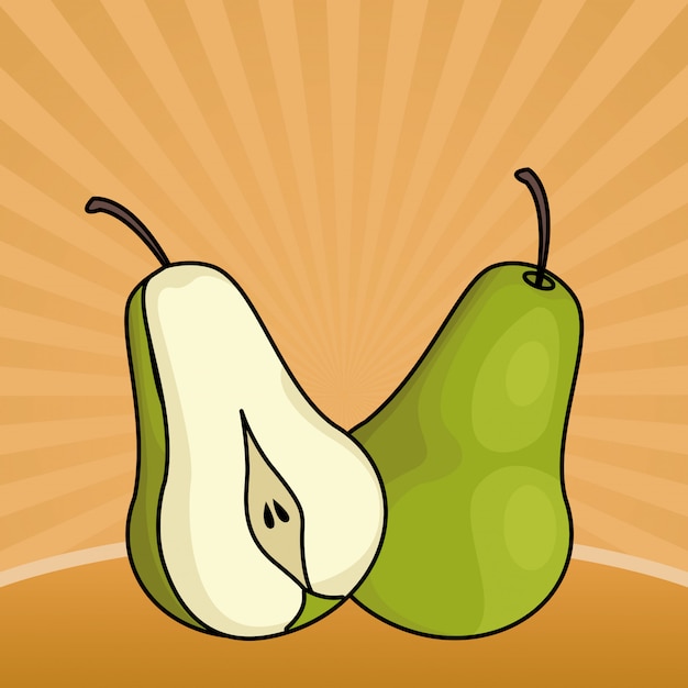 Free vector pear fresh fruit half cut