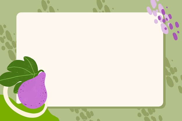 緑の背景のデザインベクトルの梨フルーツ長方形フレーム