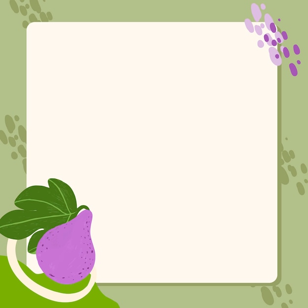 Pear fruit square frame on a green background design vector