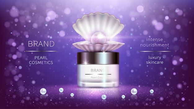 Pearl Cosmetics – Realistic Advertising Poster (Free Vector Download)