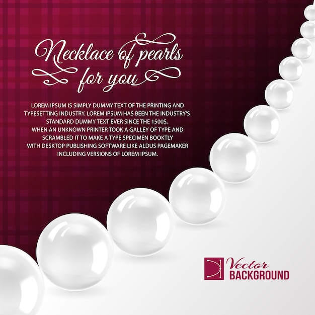 Free vector pearl necklace on red.