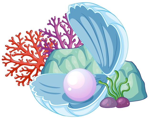 Free vector pearl shell underwater isolated