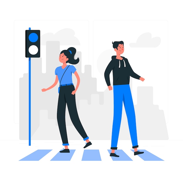 Free vector pedestrian crossing concept illustration