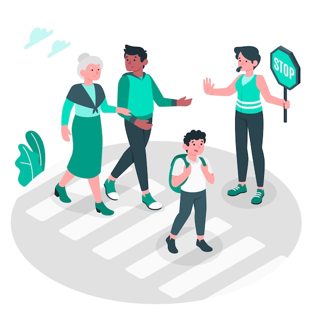 Free vector pedestrian crossing concept illustration