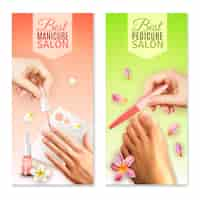 Vettore gratuito banner pedicure e manicure