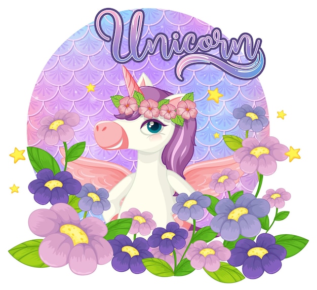 Pegasus cartoon character on pastel scales background isolated