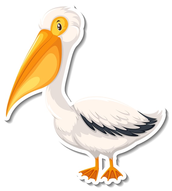 Бесплатное векторное изображение Пеликан птица мультяшный стикер