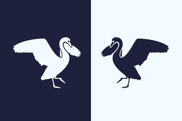 Free vector pelican silhouette in two versions