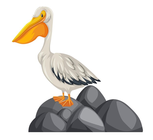 A pelican with nature element on white background