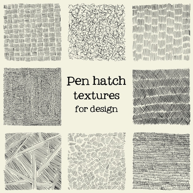 Free vector pen hatch grunge textures set