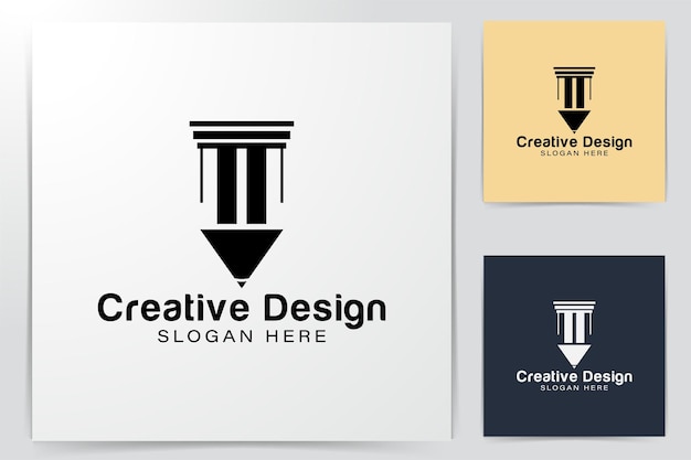 Free vector pen. pillar column. law firm logo ideas. inspiration logo design. template vector illustration. isolated on white background