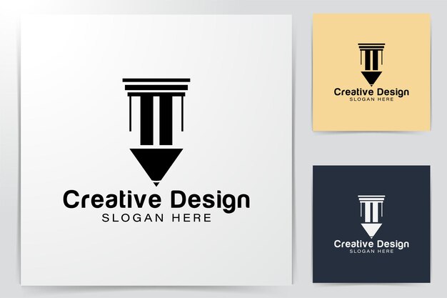 ペン。柱柱。法律事務所のロゴのアイデア。インスピレーションのロゴデザイン。テンプレートベクトル図。白い背景に分離