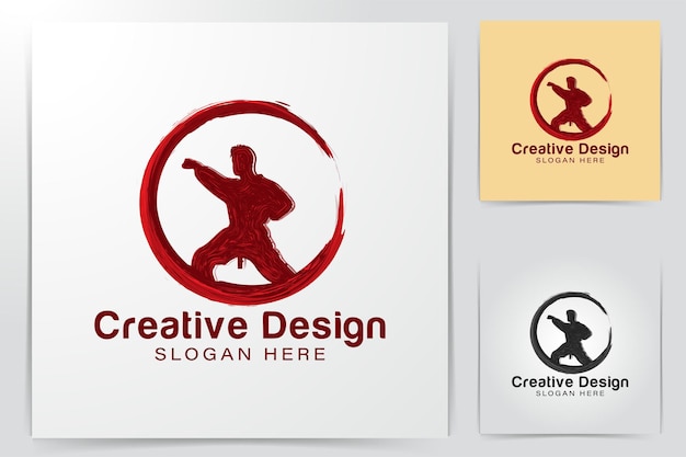 プンチャックシラットのロゴのアイデア。インスピレーションのロゴデザイン。テンプレートのベクトル図です。白い背景に分離