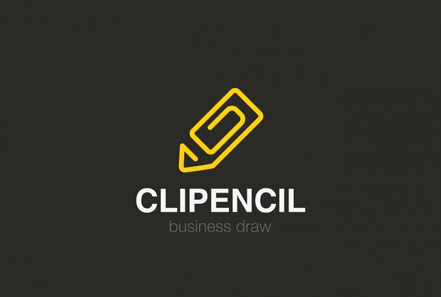 Pencil as Clip Logo. Linear style