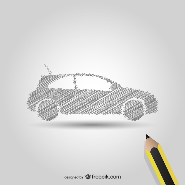 Free Vector pencil drawing car symbol 