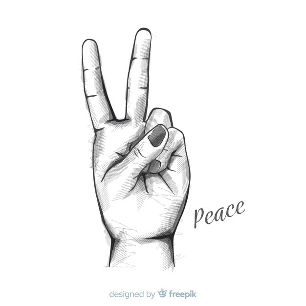Pencil hand peace sign background
