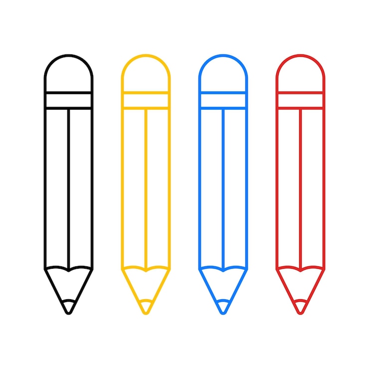 무료 Vector 연필 윤 스타일 여러 색상 세트