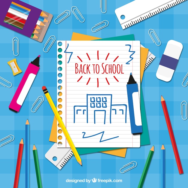 Free vector pencils andmarkers with notebook paper