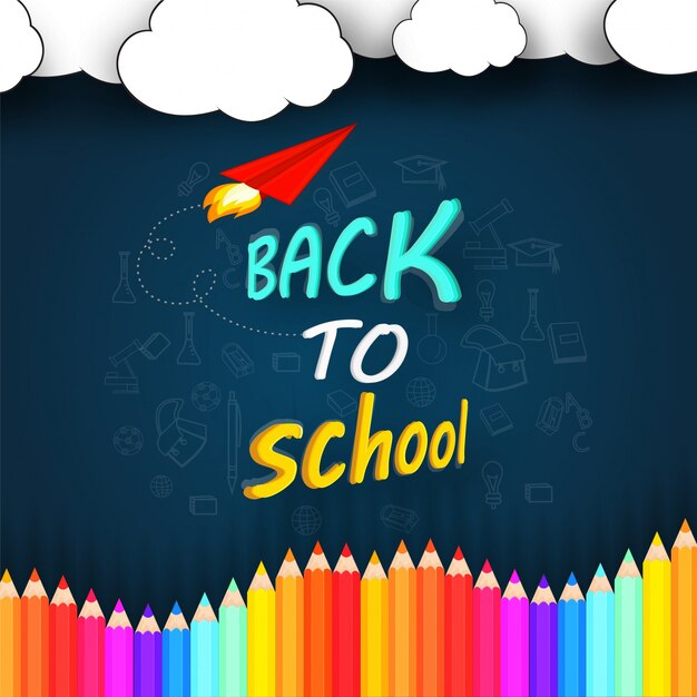  Pencils and Chalkboard Background, Back to School Concept