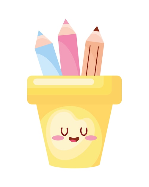 Free vector pencils holder kawaii style