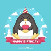 Vettore gratuito compleanno pinguino