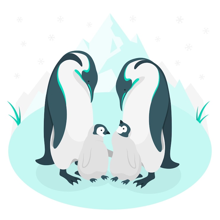 무료 Vector 펭귄 가족 개념 그림