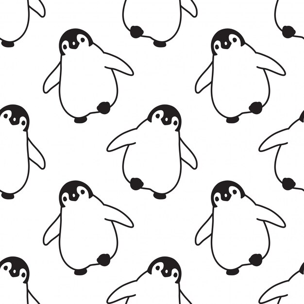 かわいいペンギンと冬の背景 プレミアムベクター
