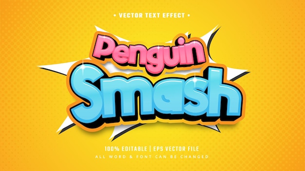 Penguin smash 3d text style effect. editable illustrator text style.