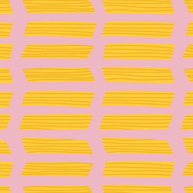 Free vector penne pasta food pattern vector background in pink cute doodle style