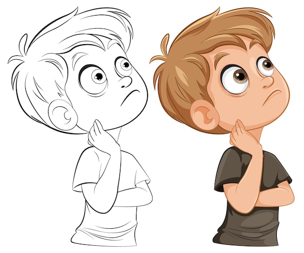 Free vector pensive boys in thoughtful poses