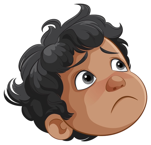 Free vector pensive child with curly hair