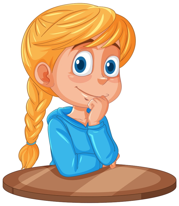 Free Vector pensive girl with braided hair illustration